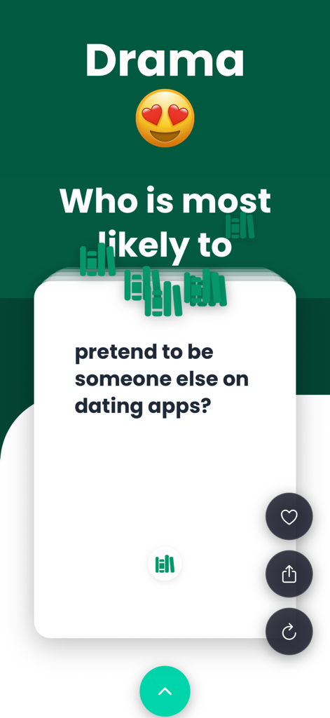 Most Likely To: Dirty Adult - Tarjeta del juego Most Likely To preguntando quién es el más probable que finja ser otra persona en las aplicaciones de citas