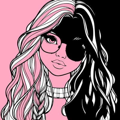 girl with long hair and freckles and glasses realistic