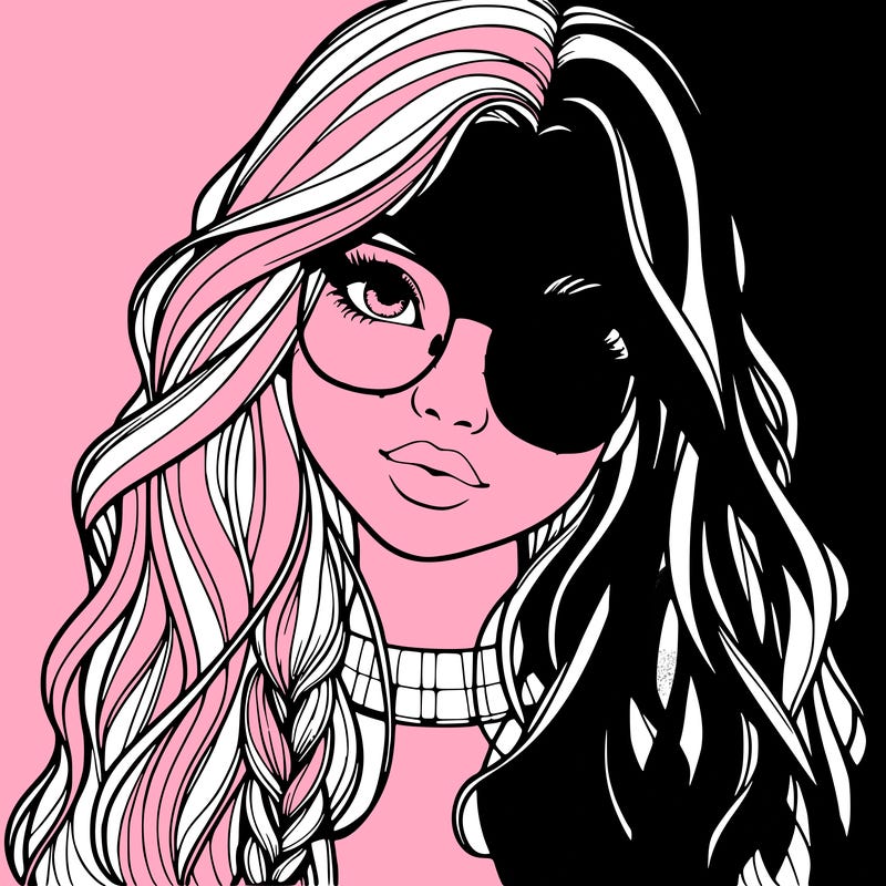 girl with long hair and freckles and glasses realistic