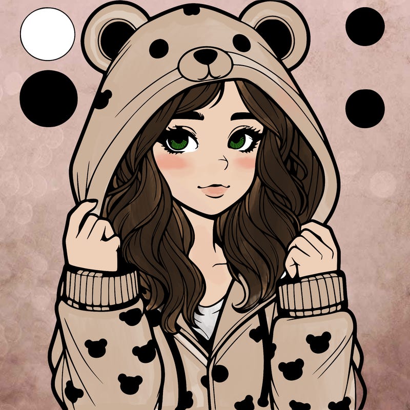 realistic girl in a animal pjs hoodie
