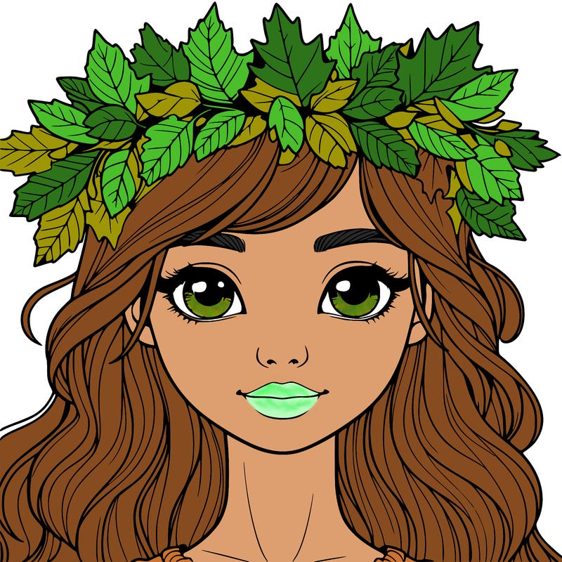 realistic girl with fall leaf crown