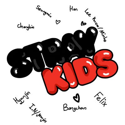 bubble letters saying stray kids