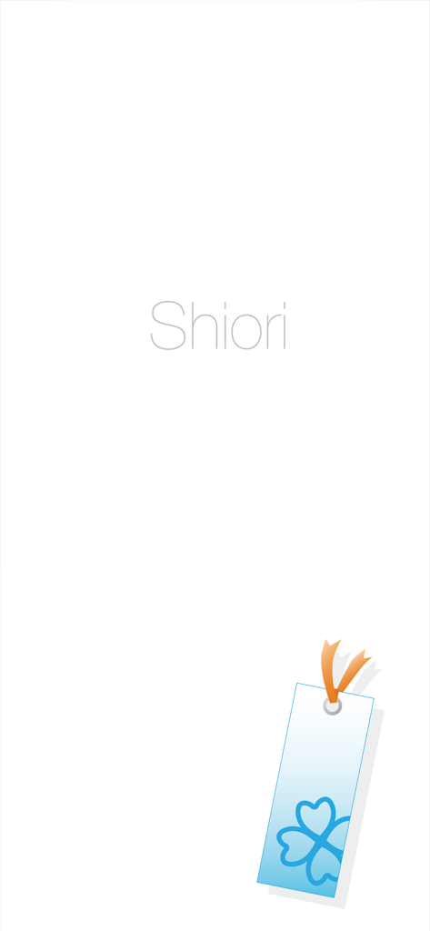 Shiori Web Browser - Minimalist splash screen for Shiori Web Browser with the app name and a blue bookmark icon