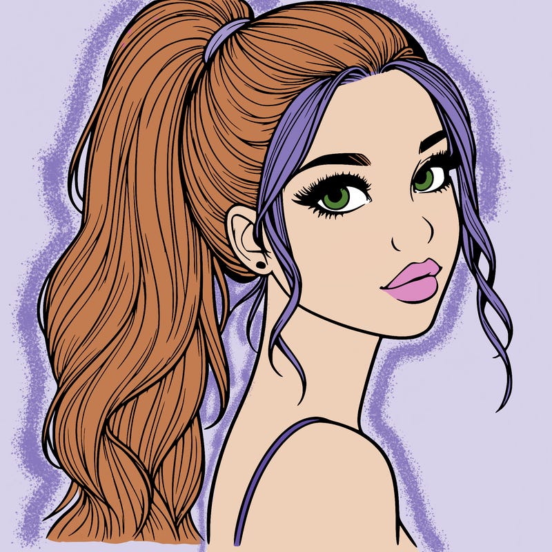 realistic pretty girl with high pony tail