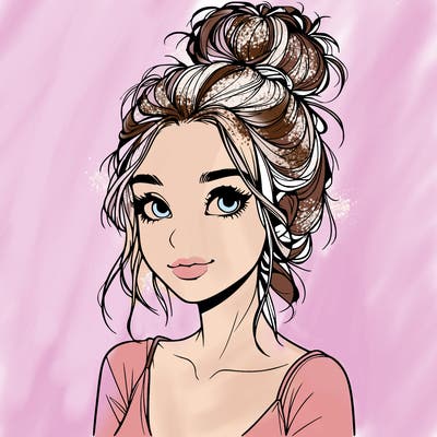 pretty realistic girl with messy bun