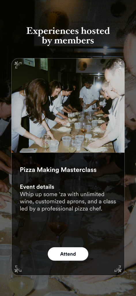 Lox Club - Jewish Dating App - A screen showing a pizza making masterclass event hosted for Lox Club members