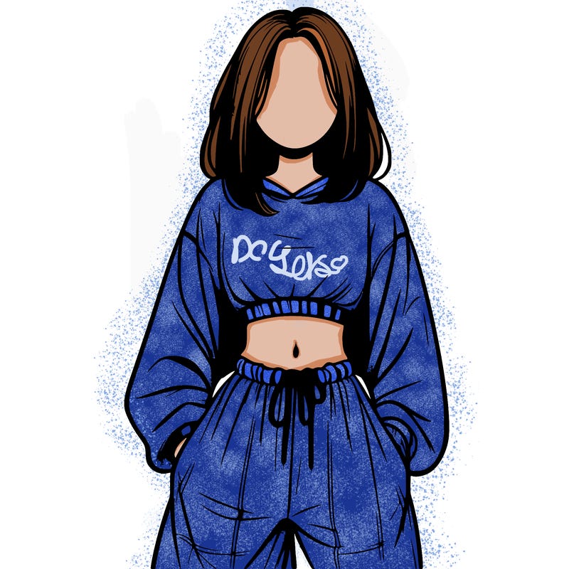 realistic girl faceless with baggy pants and a crop top