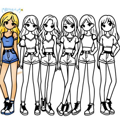 a group of girls wearing crop tops and shorts