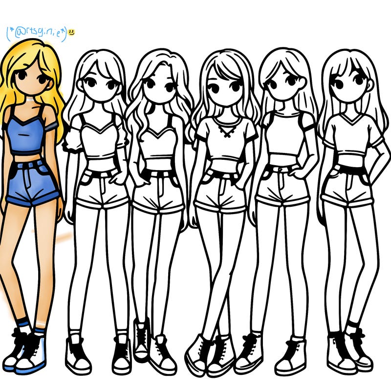 a group of girls wearing crop tops and shorts