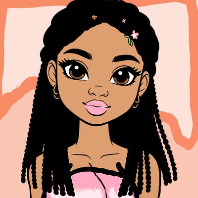 a realistic black girl with braids