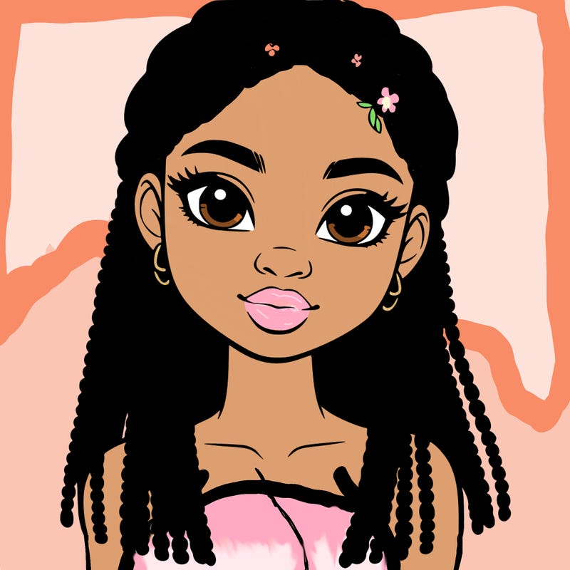 a realistic black girl with braids