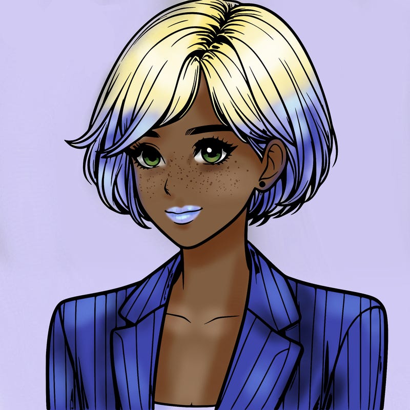 one beautiful girl realistic wearing suit with short hair
