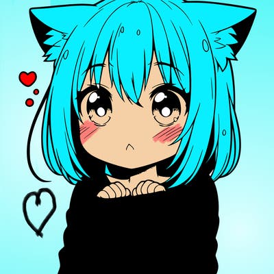 shy anime catgirl