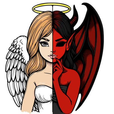 realistic angel half demon