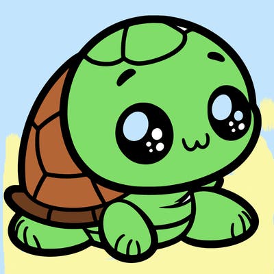 cute little animated turtle