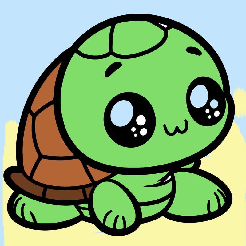 cute little animated turtle