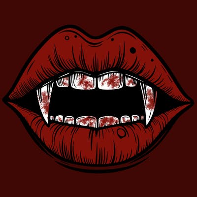 lips with vampire teeth