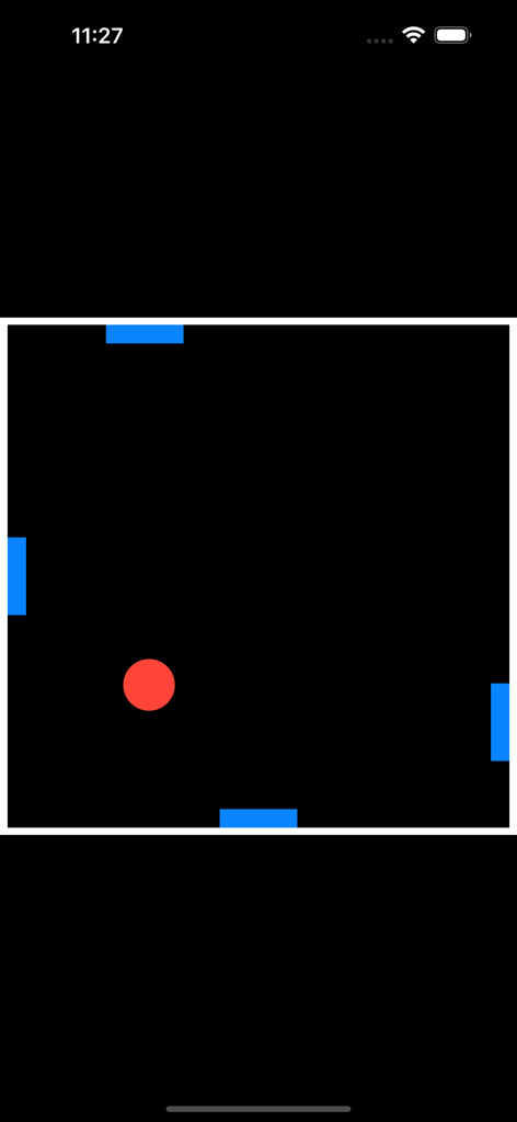 1-2-3-4 Player Ping Pong - Minimalist retro gameplay of a four player ping pong match with blue paddles and a red ball on a black background