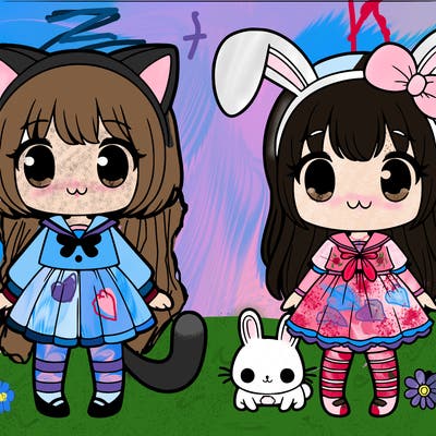 cat girl and bunny girl