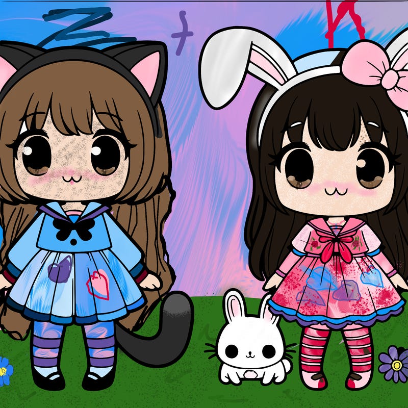 cat girl and bunny girl