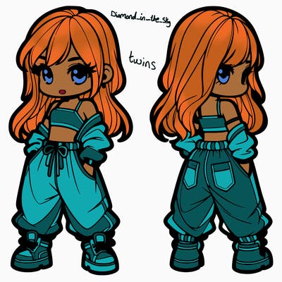 girl in crop top and baggy pants