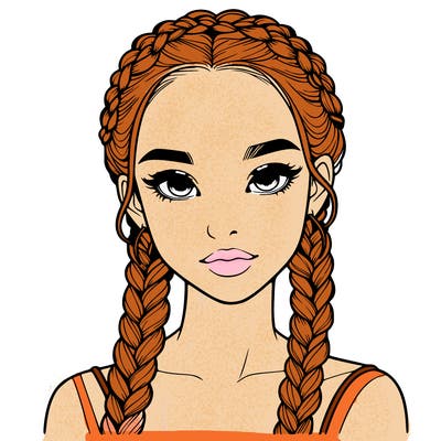 realistic girl with braids