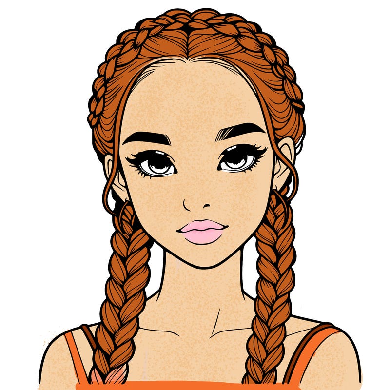 realistic girl with braids