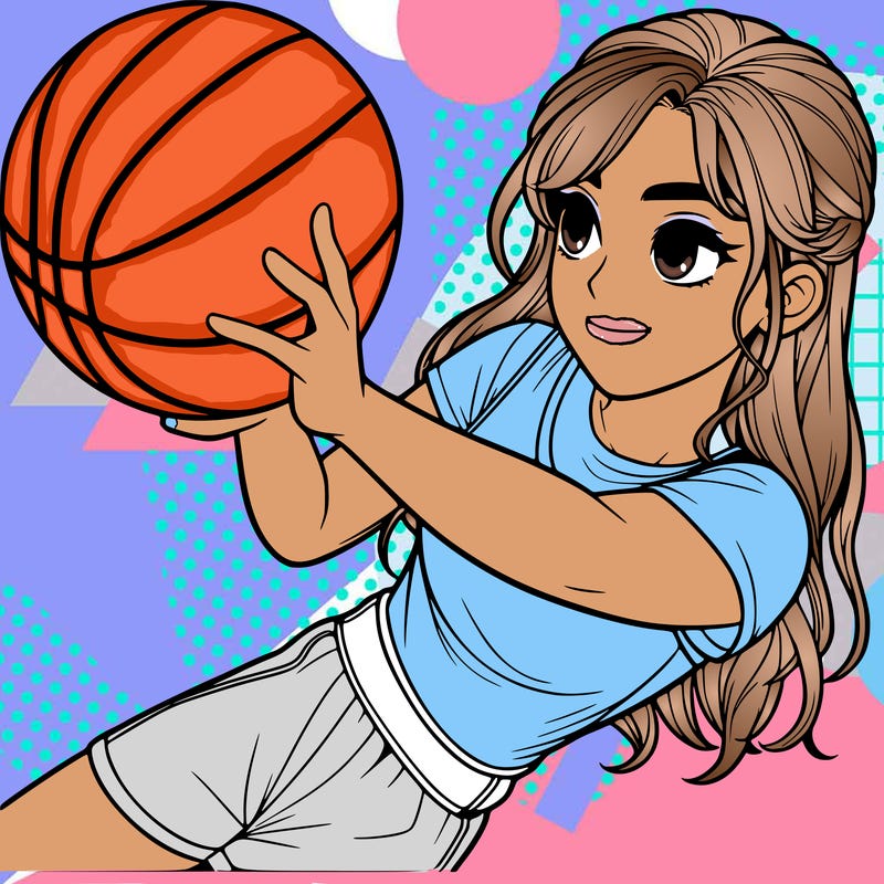realistic girl playing basketball