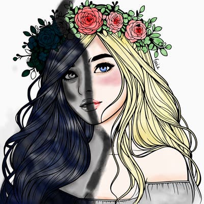 realistic girl with flower crown