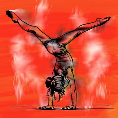 realistic gymnastic hand stand girl in four splits