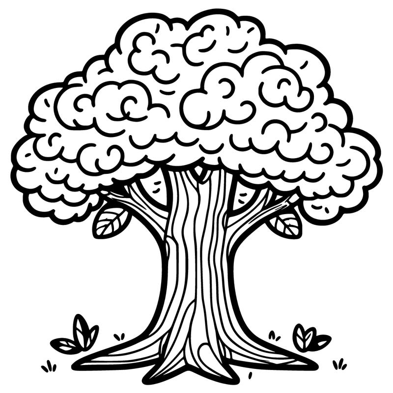 plain tree with big trunks and leaves