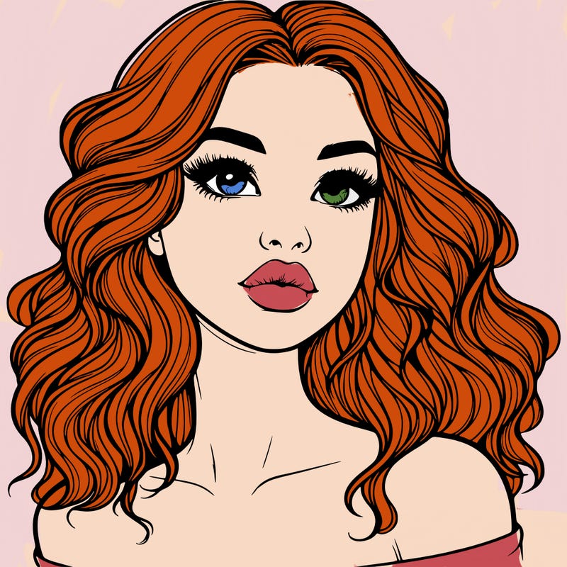 realistic girl with wavy hair and lips