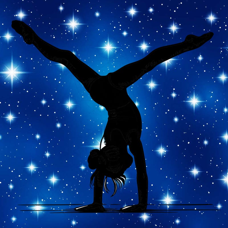 realistic gymnastic hand stand girl in four splits