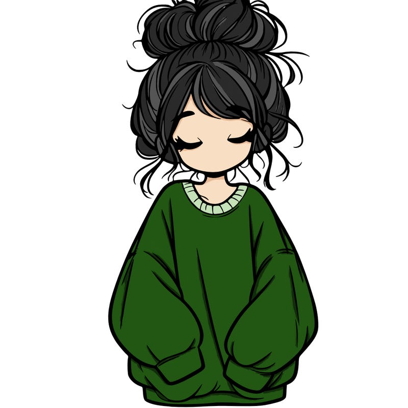 girl with baggy sweatshirt and messy bun