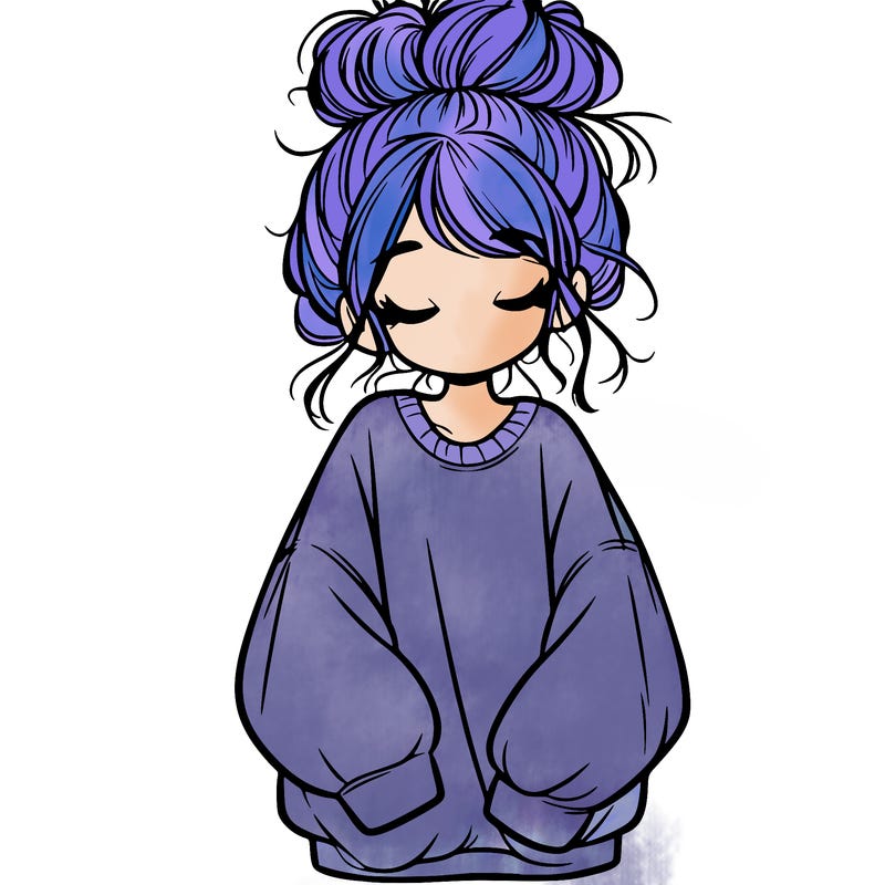 girl with baggy sweatshirt and messy bun