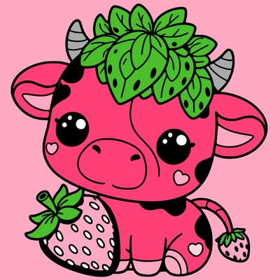 cute strawberry cow