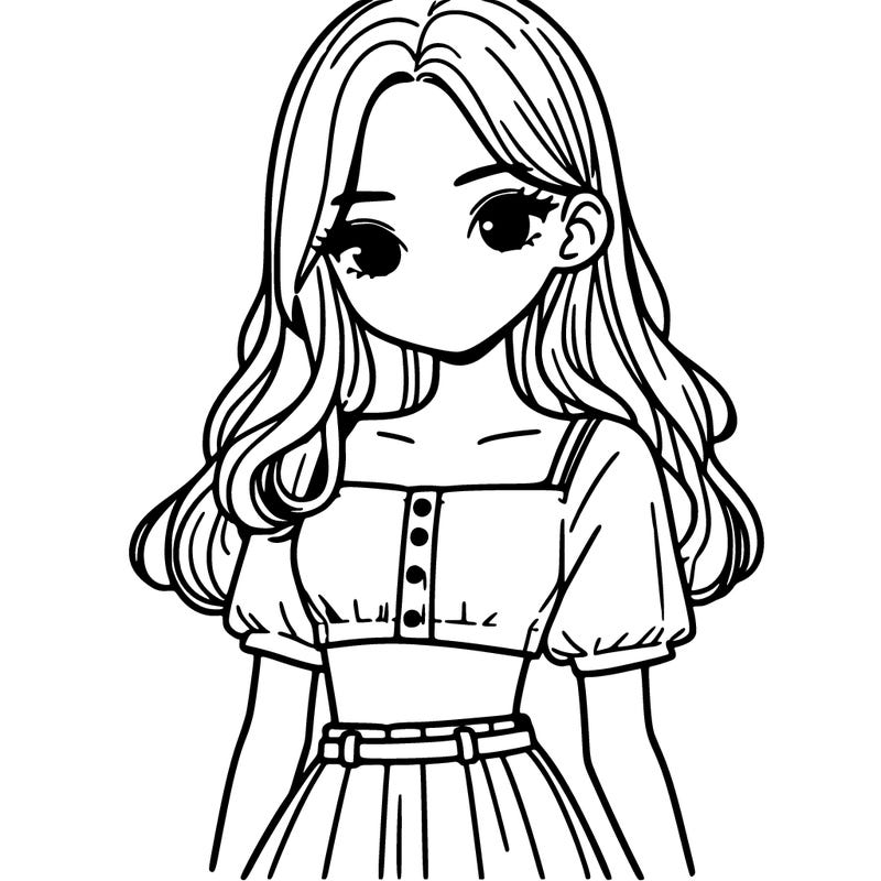 korean girl with blonde hair in white cropped clothes and beige skirt