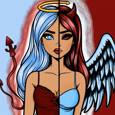 devil vs angel realistic girl