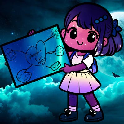 girl holding a big sign