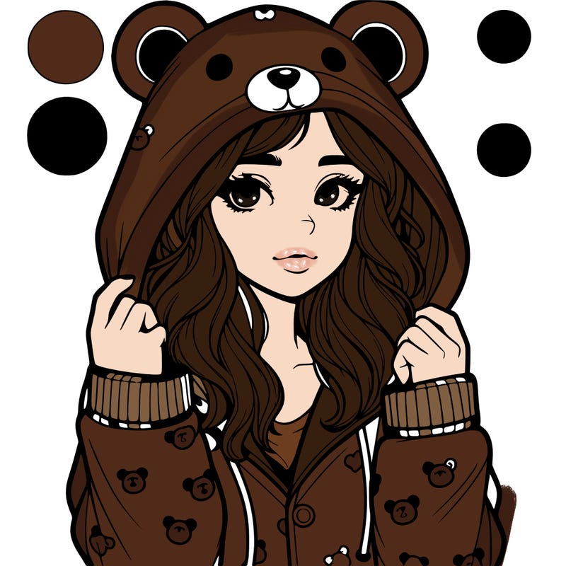 realistic girl in a animal pjs hoodie