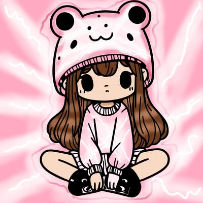 a girl wearing a frog hat and some frog socks