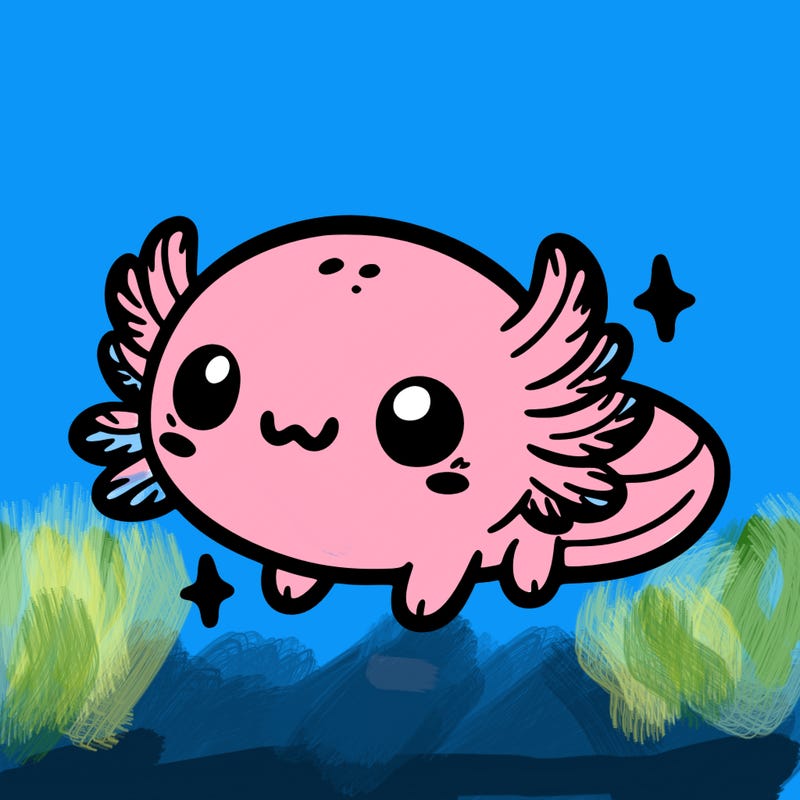 cute easy baby axolotl