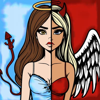 devil vs angel realistic girl