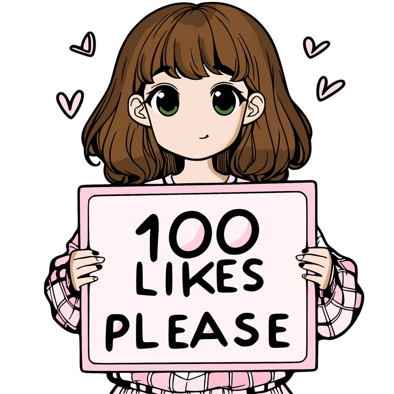 a girl holding a sign saying 100 likes please