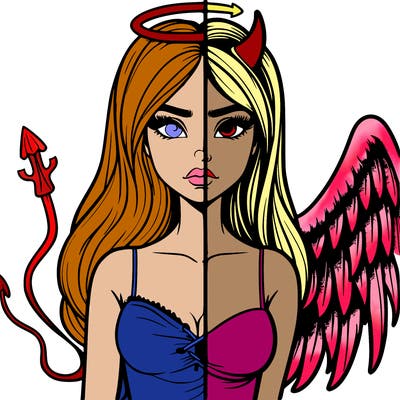 devil vs angel realistic girl