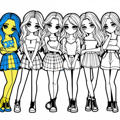 a group of girls realistic