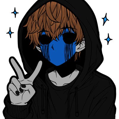 teenage manga boy in a hoodie, doing ✌