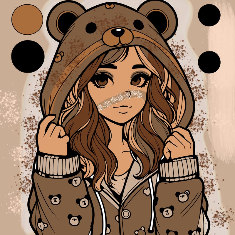 realistic girl in a animal pjs hoodie