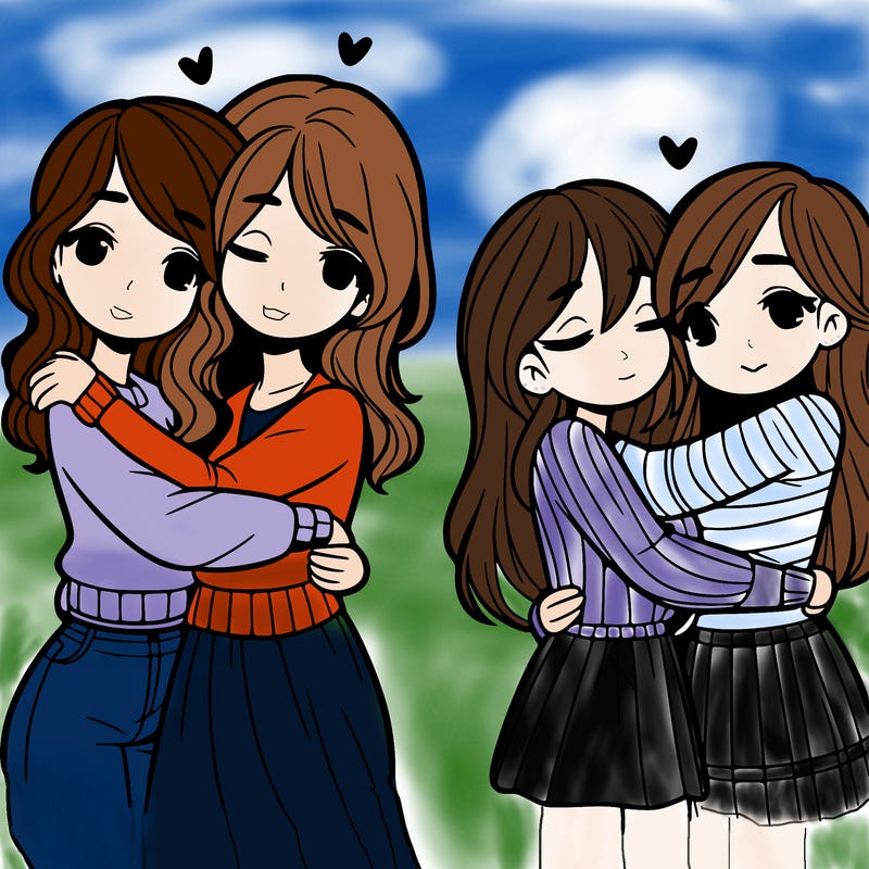 girls hugging