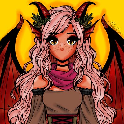 realistic girl with dragon wings horns and a tail